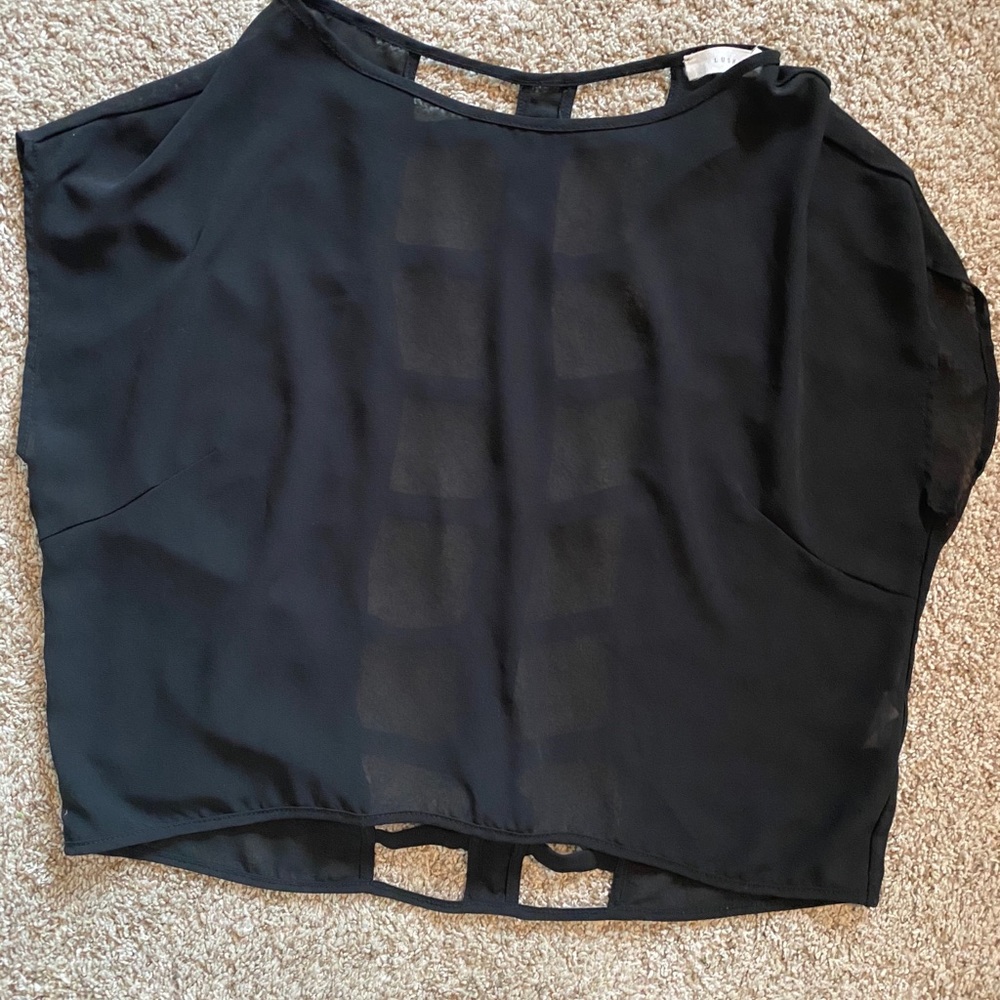 Black Lush sheer t-shirt with caged back detail